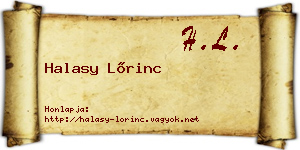Halasy Lőrinc névjegykártya